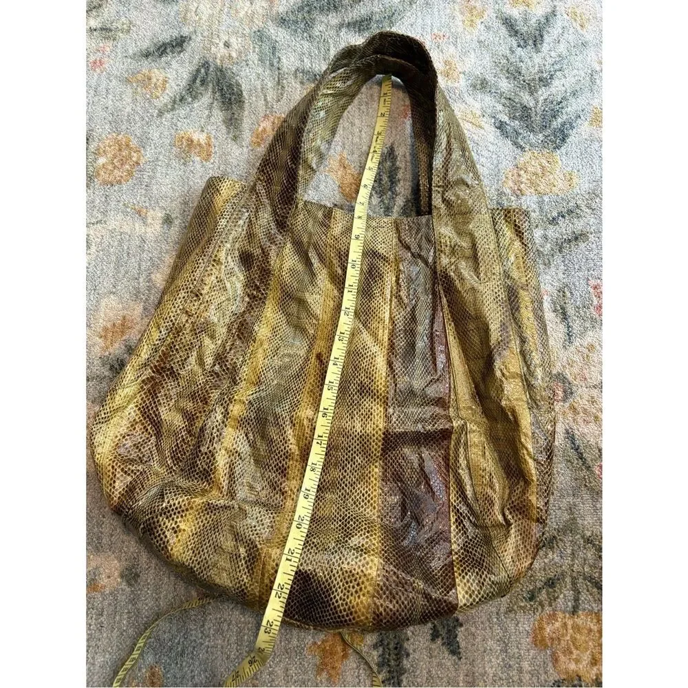 Beirn Jenna Tote Bag Genuine Watersnake Snakeskin Metallic Gold Large